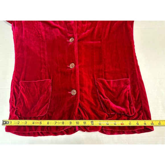 Velvet By Robert & Graham Rayna Velvet Blazer Red Button Up Medium RARE 18% Silk - Picture 13 of 16